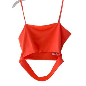 Neon Orange Shein Crop Top
